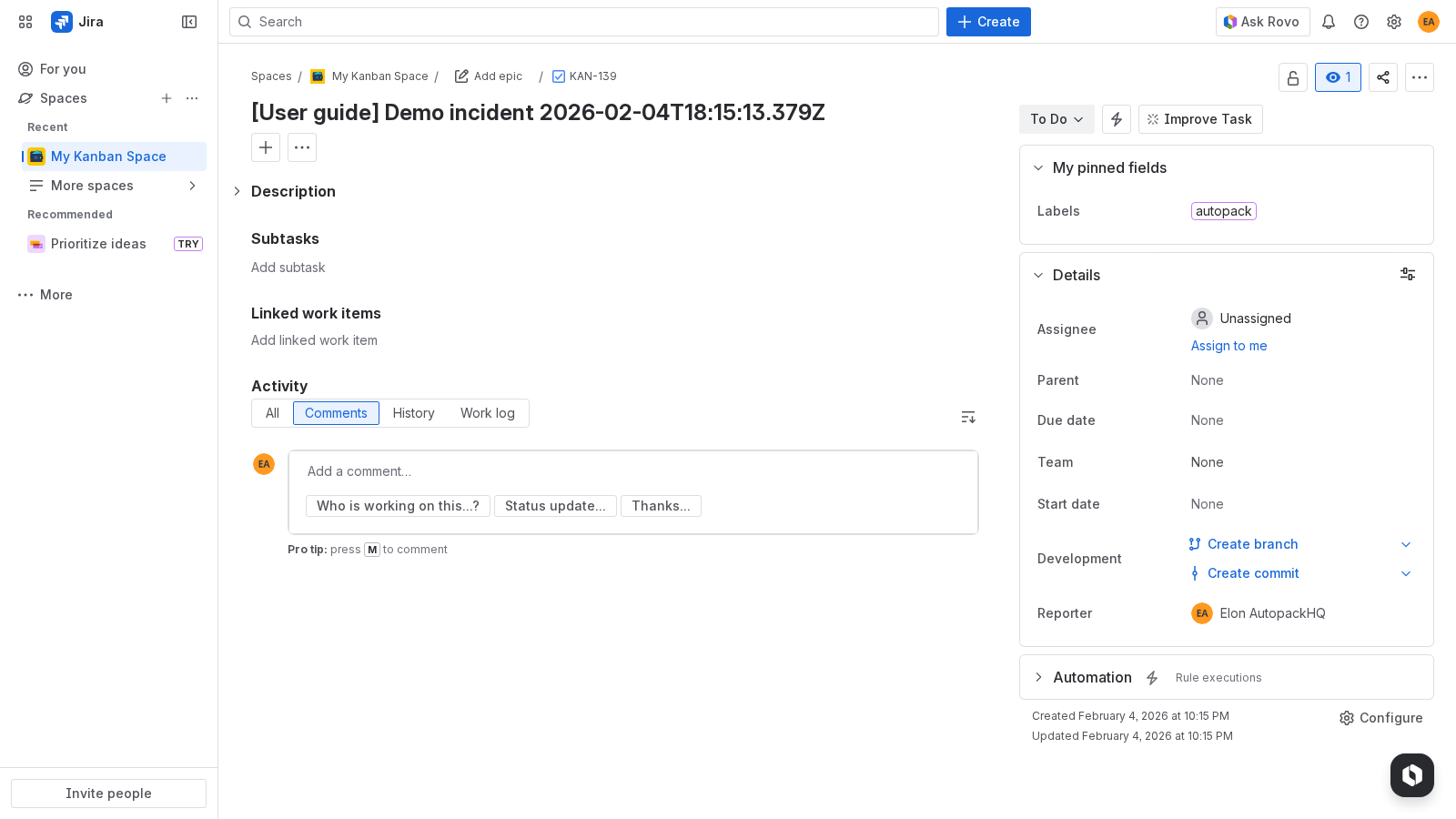 Jira workflow transition to Done (placeholder)